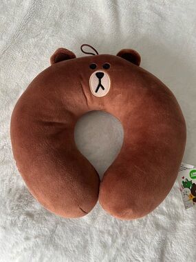 Line Friends Brown Bear U-Shaped Neck Pillow Plush NWT